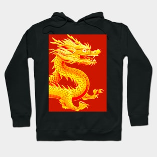 Chinese Golden Dragon on a Lucky Red Background 2: Chinese New Year, Year of the Dragon on a Dark Background Hoodie